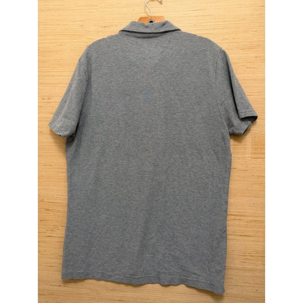 Banana Republic Mens Performance Pique Polo Shirt Grey Stripe Standard Fit L